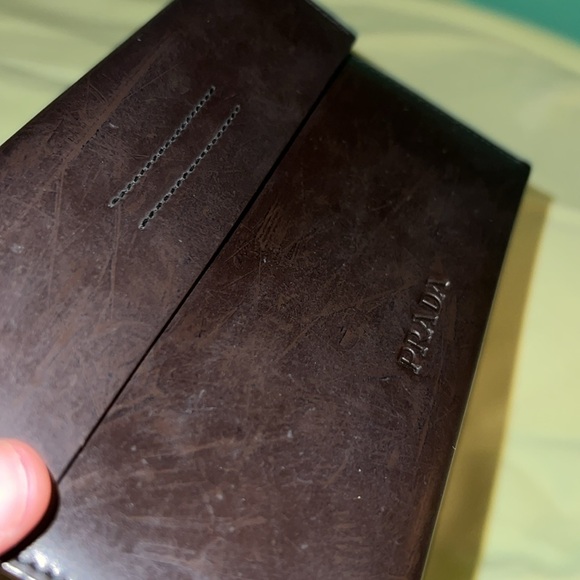 PRADA LEATHER ENVELOP POUCH/CLUTCH BAG PREOWNED BROWN - Picture 6 of 14